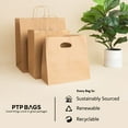 thumbnail image 6 of PTP BAGS Natural 10" x 7" x 12" Tote Bags [Pack of 250] Recyclable Kraft Paper Gift, Food Service Bags, 6 of 10