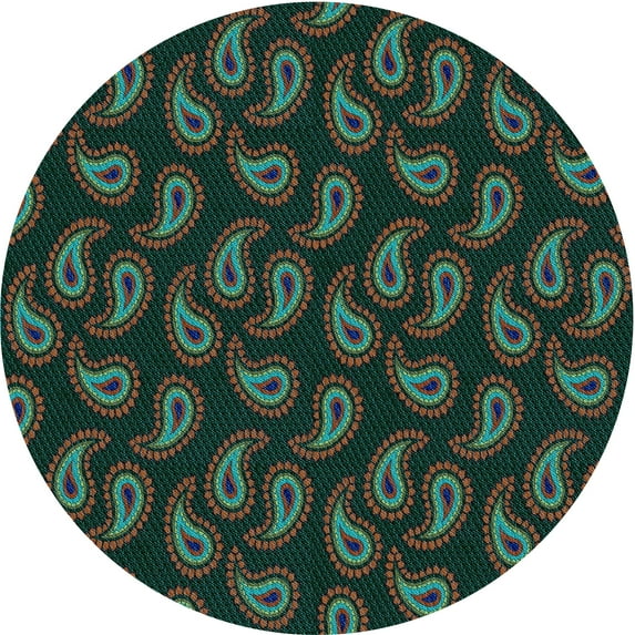 Ahgly Company Machine Washable Indoor Round Transitional Sea Green Area Rugs, 3' Round
