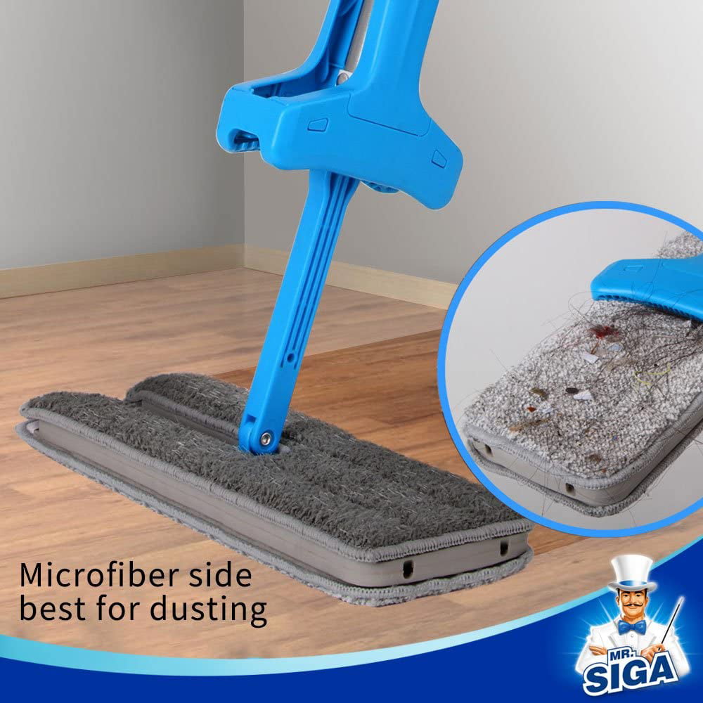 Size 12.5X 4.3 MR Wet & Dry Mopping in 2 side 32 x 11cm SIGA Dual Action Self-wringing Flipping Flat Mop 