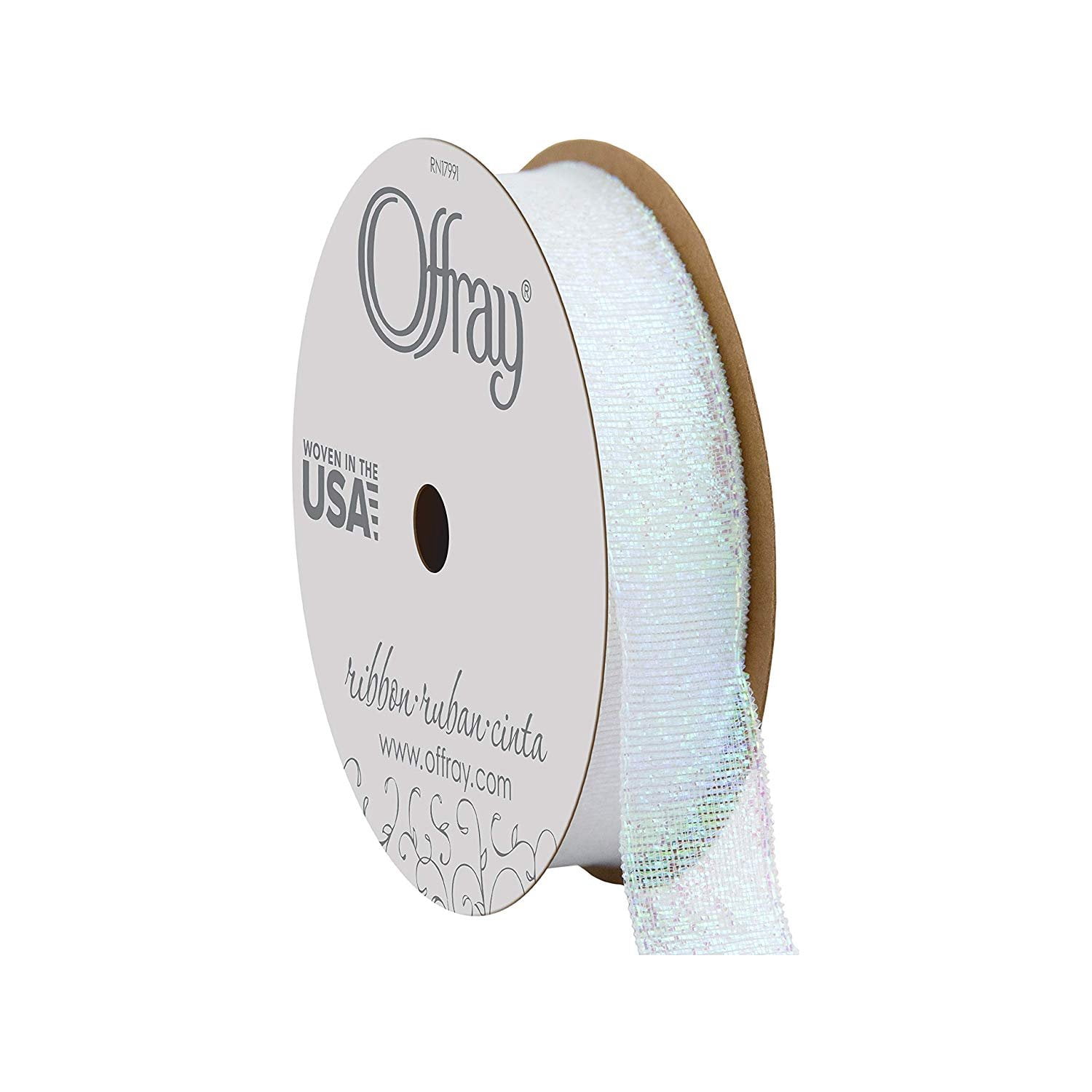 Offray Ribbon Silver Polyester Ribbon, 0.8" x 3.1"