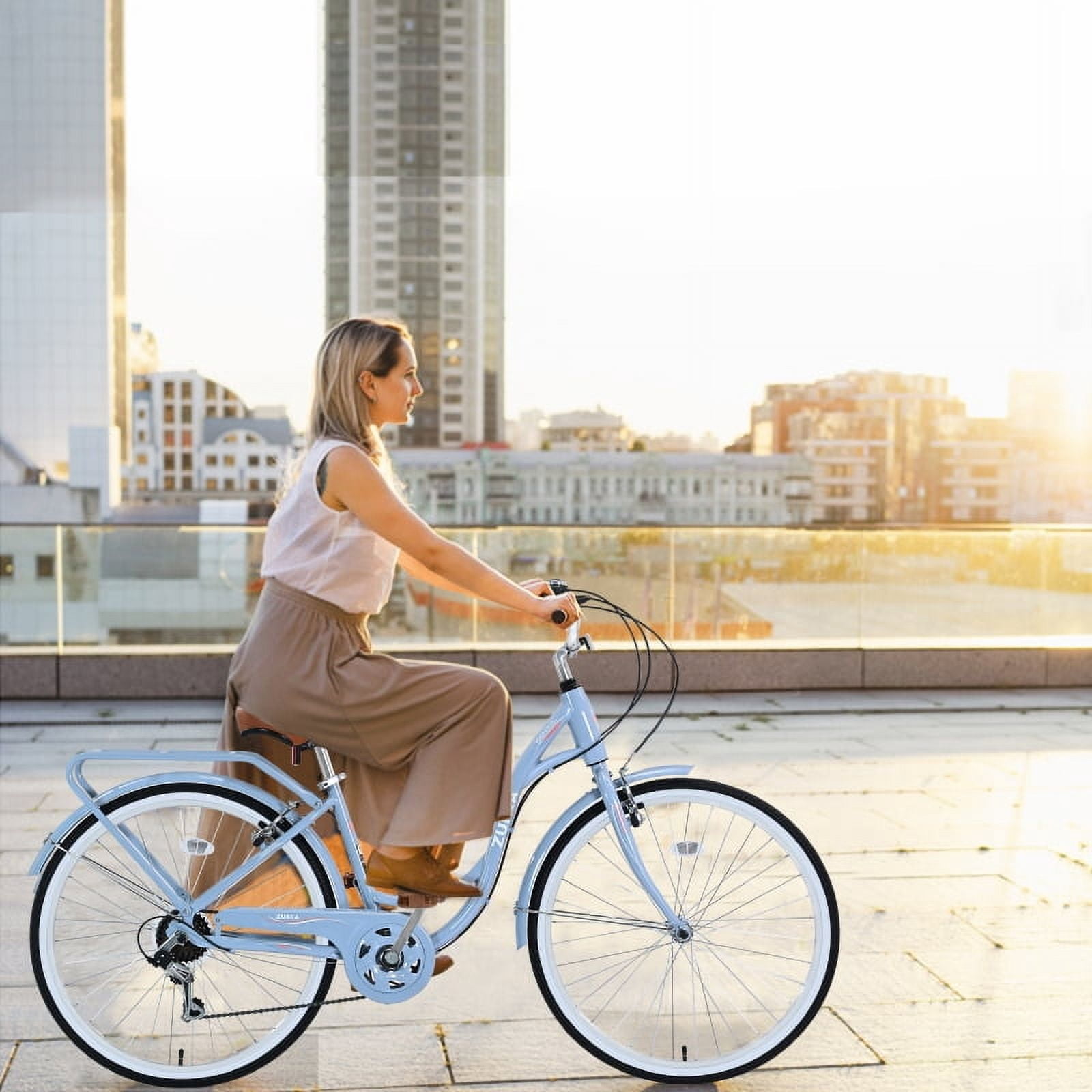 【Luckynote】7 Speed, Steel Frame, Multiple Colors 24 Inch Ladies Bicycle
