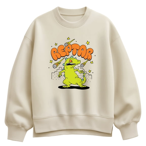 Rugrats - Reptar Doodle - Ladies Oversized Fleece Crew Sweatshirt