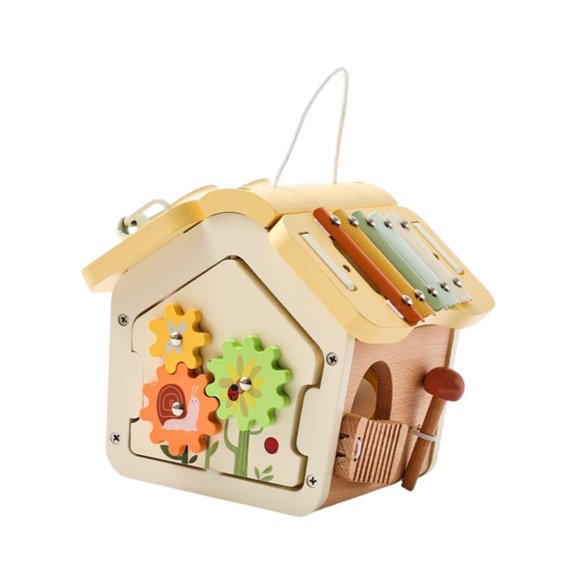 yotijay Activity Cube Wooden Baby Toy Xylophone Bead Maze Abacus for yellow