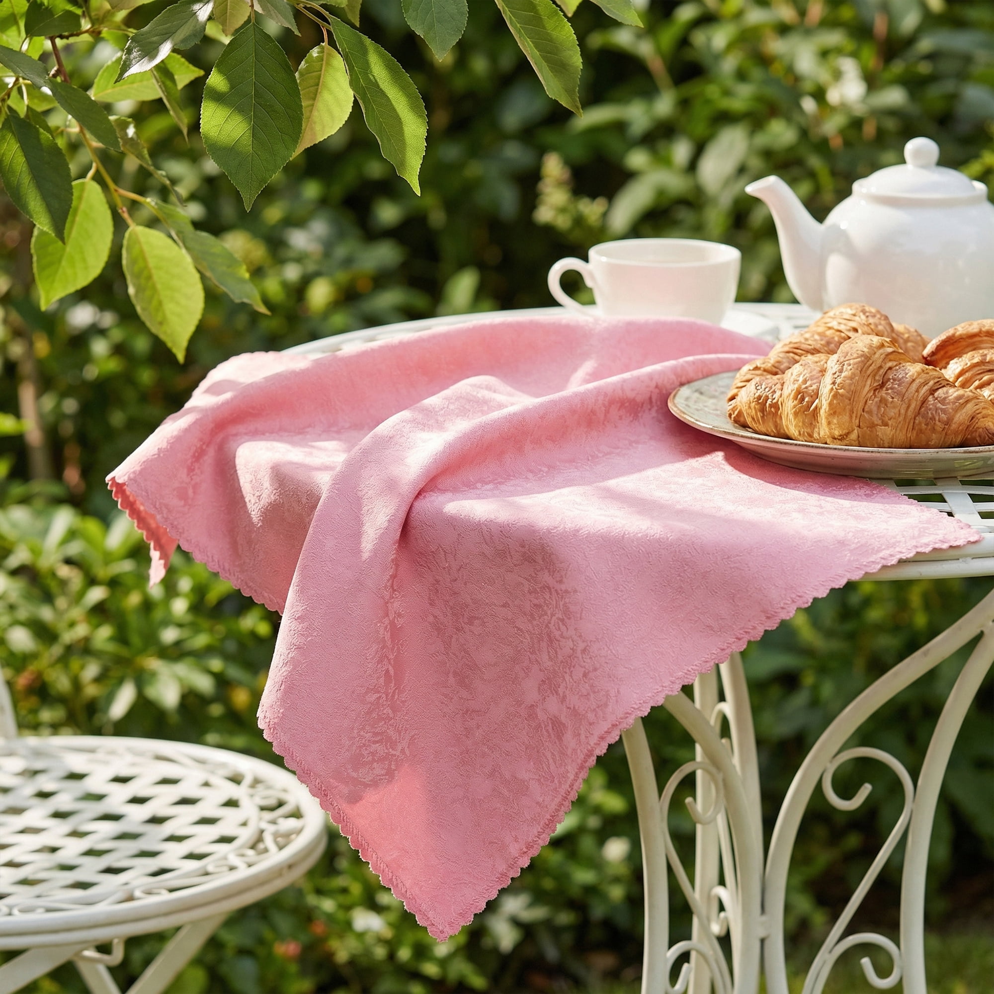 Unique Bargains 12Pcs Reusable Party Cloth Napkins Rose Gold 19x19inch