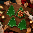 Dark Green Christmas Tree Ceramic Dessert Plates, 4 Pack, 5.91 Inch ...