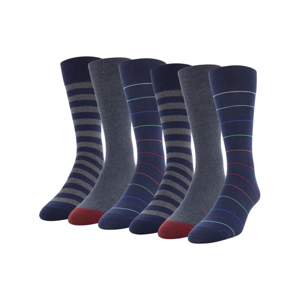 Men's Freddie Stripe Crew Socks, 6 Pairs