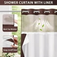 thumbnail image 7 of Zrodlmo No Hook Fabric Shower Curtain with Snap-in Liner, Waffle Waterproof and Mildew Resistant Bathroom Curtain, 72"x 74", Brown, 7 of 7