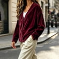 thumbnail image 4 of Ixbnca Velvet Cardigan for Women Loose Solid Color Long Sleeve Tops Casual Button Down V-Neck Winter Outerwear, 4 of 7