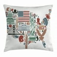 thumbnail image 1 of Map Throw Pillow Cushion Cover, Traditional Symbols in The Form of United States of America Map Travel Landmarks Flag, Decorative Square Accent Pillow Case, 20 X 20 Inches, Multicolor, by Ambesonne, 1 of 2