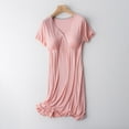 thumbnail image 2 of Yteetum Maternity Breastfeeding Dress Pregnant Solid Color V-Neck Short Sleeve Nursing Dresses Pregnant Woman Postpartum Sleepwear With Chest Pad Dress, 2 of 9