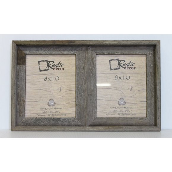 8x10-2.5" Wide Reclaimed Rustic Barnwood Collage Frame - Holds 2 Photos