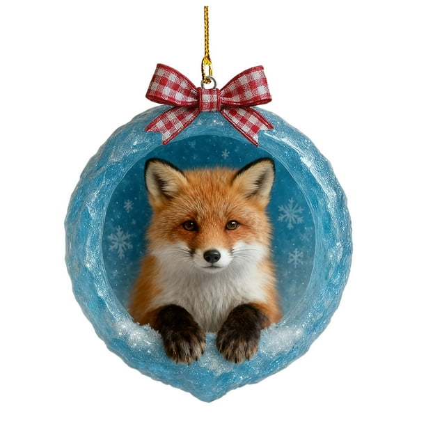 Colgante Decorativo Adornos Para Árbol De Navidad De Animales Del Bosque, Acrílicos, Con Estampado Animal, 2D, 8cm, Con Cordón Resistente Para Colgar (1 Unidad) Rkxzt