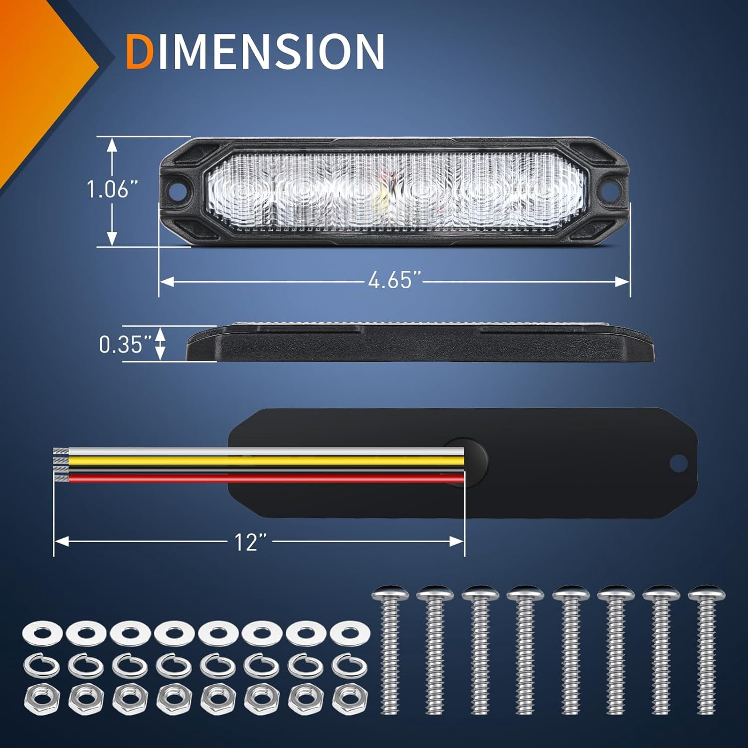 Nilight 6LED Emergency Strobe Lights 4PCS Ultra slim Surface Mount Hazard Caution Light bar 12-24V Sync Feature Warning Flashing Light kit for Truck Car Vehicle ATV SUV UTV Blue