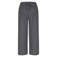 thumbnail image 7 of ABATAB Pants for Women Cotton Linen Baggy Loose Pure Color Pants Wide Leg Drawstring Palzaao Trousers with Pockets, 7 of 7