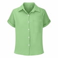 thumbnail image 5 of Dwellite Girls Button Down Shirts Summer Short Sleeve Dress Shirts School Uniform Blouse 3-15 Years Green 140, 5 of 7