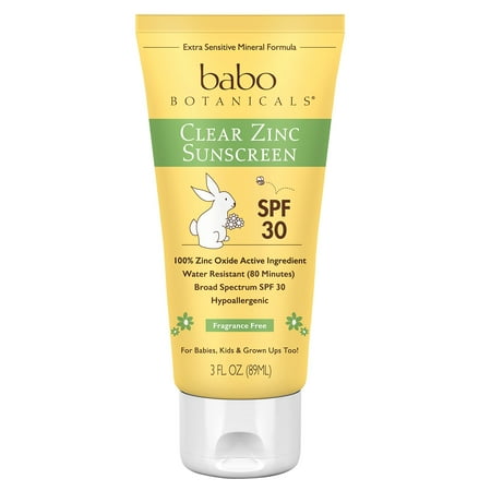 Babo Botanicals SPF 30 Clear Zinc Lotion - Fragrance Free, 3 Ounces, Best Natural Mineral Sunscreen, Non-Nano, Sensitive Pack of (Best Sunscreen Reviews 2019)