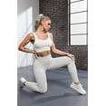 thumbnail image 5 of Ribbed Workout Outfits for Women 2 Piece Seamless Sport Bra High Waist Yoga Leggings Sets, 5 of 5