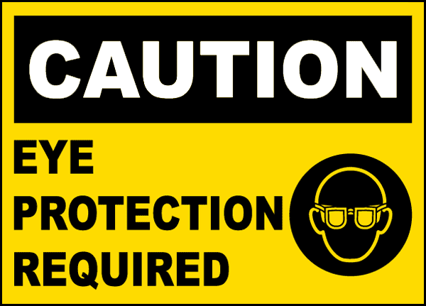 Aluminum Metal 6 Pack Eye Protection Required Yellow Sign Caution 12x18