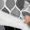 thumbnail image 3 of Oversized Wearable Blanket Hoodie,Black and White Geometric Quatrefoil Pattern Sherpa Blanket Hoodie with Super Pockets,Super Warm Fuzzy Pullover for Women & Men, 3 of 6
