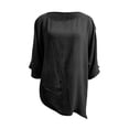 thumbnail image 6 of WERYOUNG Women's Asymmetrical T Shirt Fashion Solid Color Crew Neck T-Shirts Short Sleeve Casual Tee Outdoor Activities Comfortable Tops L, 6 of 6