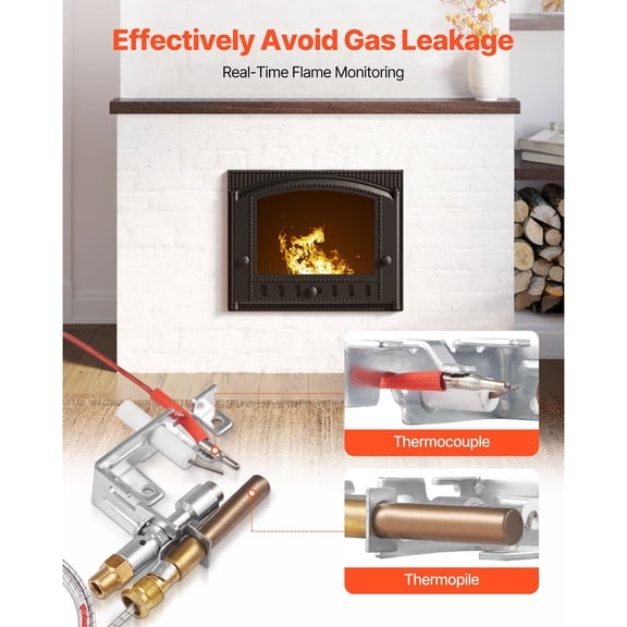 Natural Gas Fireplace Pilot Assembly Replacement Compatible with CIVF-25, VFH-33M/R/T, VFSR-16/18 Replaces Part #103779-01, PP231, NG8218