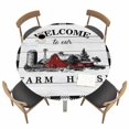 thumbnail image 2 of Round Fitted Tablecloth,Farmhouse Black Plaid Circle Table Cover Waterproof Table Cloth with Elastic Edge,Country Barn Vintage Wood Board Outdoor Tablecloths for Kitchen Picnic 36-44in, 2 of 9