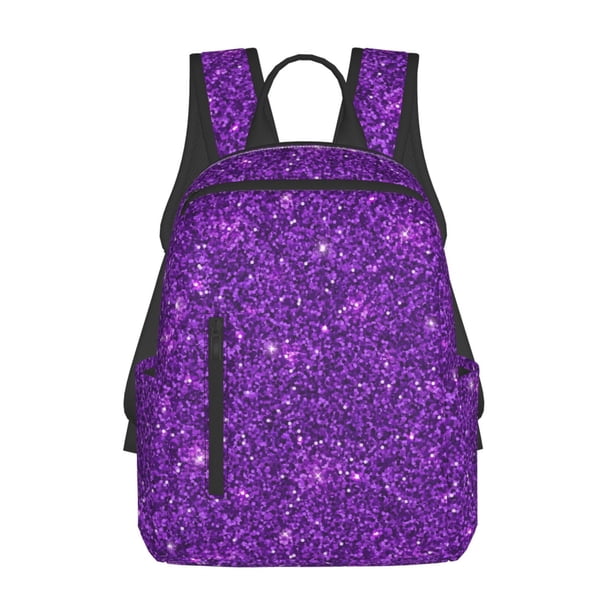 Balery Purple Glitter Mochila Ligera para Hombres y Mujeres – Resistente y Impermeable, Ideal para la Escuela, el Trabajo, los Viajes y el Uso Diario