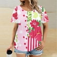 thumbnail image 3 of Womens Plus Size Tops Tunic Short Sleeve Crew Neck Shirts Casual Summer Blouse, Limited Time Clearance Under 10 Dollars #20, 3 of 5
