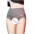 thumbnail image 2 of TMOYZQ Women's High Waisted Floral Lace Crotchless Panties No Show Cheeky Underwear Stretch Breathable Seamless Bikini Panties Briefs Underpants Naughty Lingerie, 2 of 7
