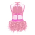 thumbnail image 3 of iixpin Girls Jazz Latin Tutu Leotard Rhinestones Cutout Back Feather Skirt for Ballet Dance Galas Pageants Pink 10, 3 of 6
