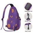 thumbnail image 3 of Sling Backpack,Halloween Spider Bat Pattern Sling Bag with Water Bottle Holder,Waterproof Sling Bag for Men/Women with Headphone Jack for Hiking,Travel, 3 of 6