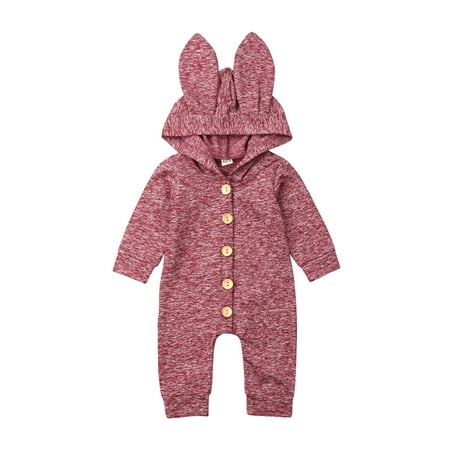 

0-24M Baby Boy Girl Spring Autumn 3D Ears Hooded One-piece Romper Jumpsuit Outfits Clothes