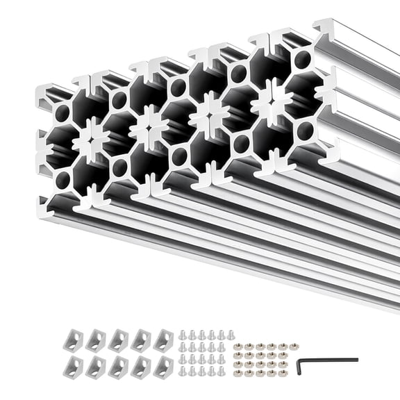 KFFKFF 10PCS 2020 Aluminum Extrusion Profile, 48 Inch 1220 mm, T Slot European Standard Anodized Linear Rail, Durable Extruded Aluminum Rail for 3D Printer Components and CNC DIY Workbench, Silver
