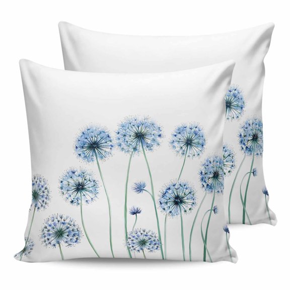 Outdoor Pillow Covers Pack of 2, Farmhouse Blue Dandelion on White Waterproof Throw Pillowcase Cushion Cases, Flower Floral Plant Decorative Pillow Cover for Couch Sofa Home Bed Patio