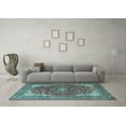 thumbnail image 3 of Ahgly Company Indoor Square Medallion Light Blue Traditional Area Rugs, 5' Square, 3 of 4