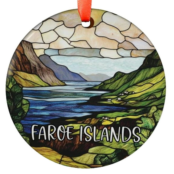 Custom Faroe Islands Ornament |Faux |Unique Europe Souvenir |Vacation Travel Gift | Holiday Anniversary |Christmas, Holiday Keepsake, Xmas Tree Hanging Decoration, Seasonal Gift Id