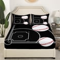 thumbnail image 3 of Baseball Sheets Twin Size Sports Bed Sheets Baseball Game Themed Sheet Set Baseball Field Print Fitted Sheet Teen Sports Game Flat Sheet, 3 of 6