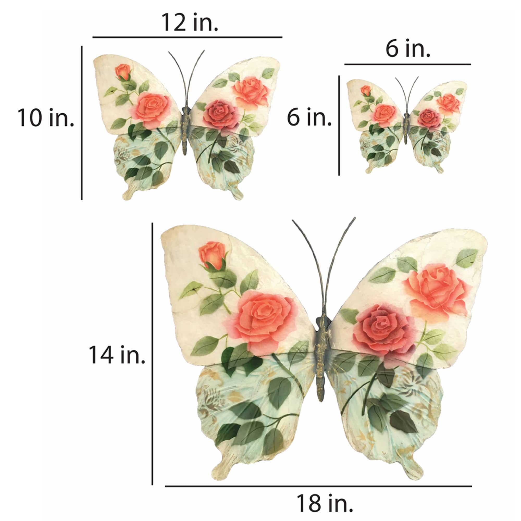 Eangee Butterfly Wall Decor White And Pink Set Of Three