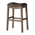 thumbnail image 1 of Maven Lane Adrien Saddle Barstool in Walnut Finish w/ Marksman Saddle Vegan Leather, 1 of 6