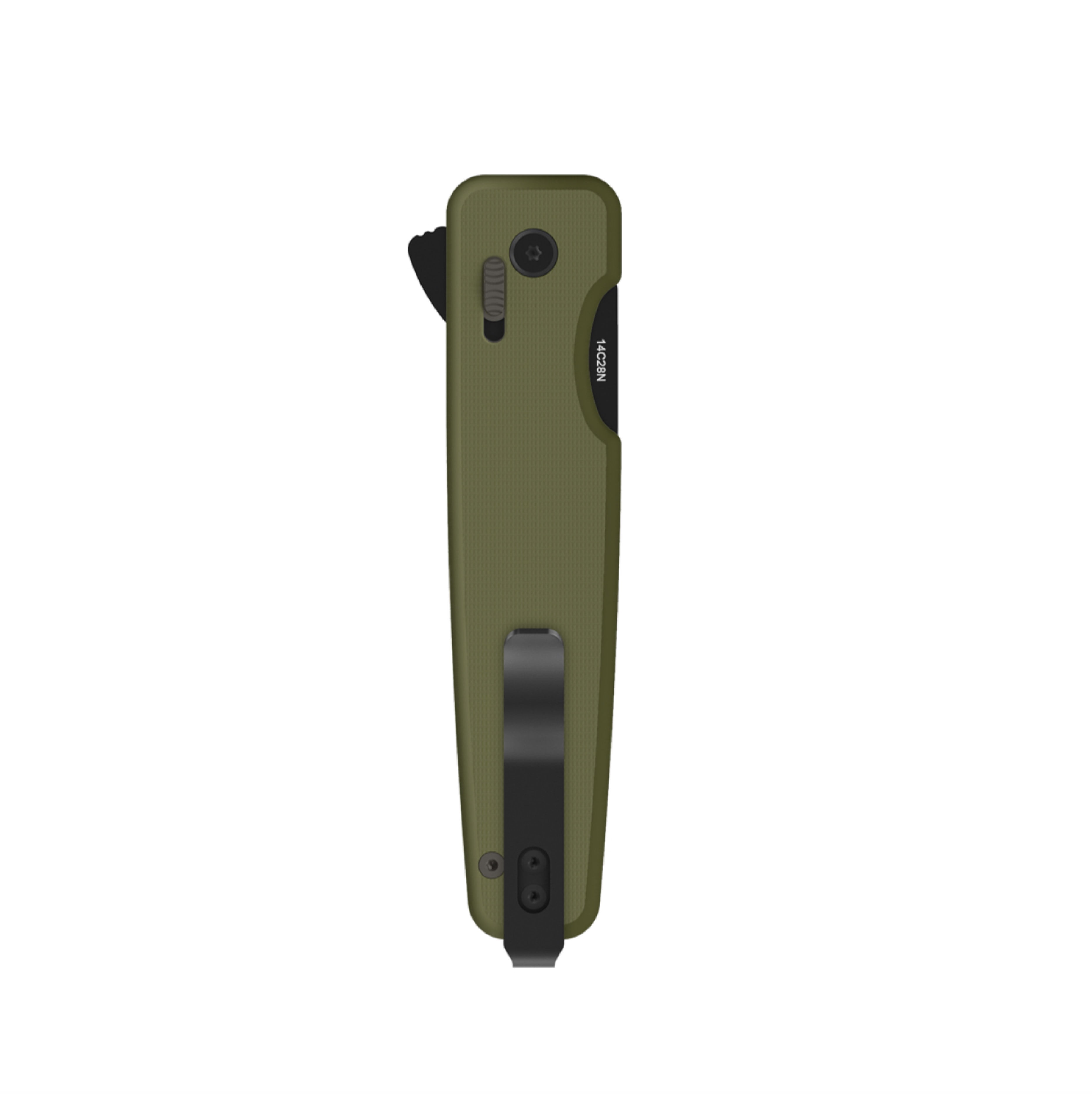 Swiss Tech Balken L Folding Knife, 14C28N Steel, Olive G-10 Handle, EDC Crossbar Lock