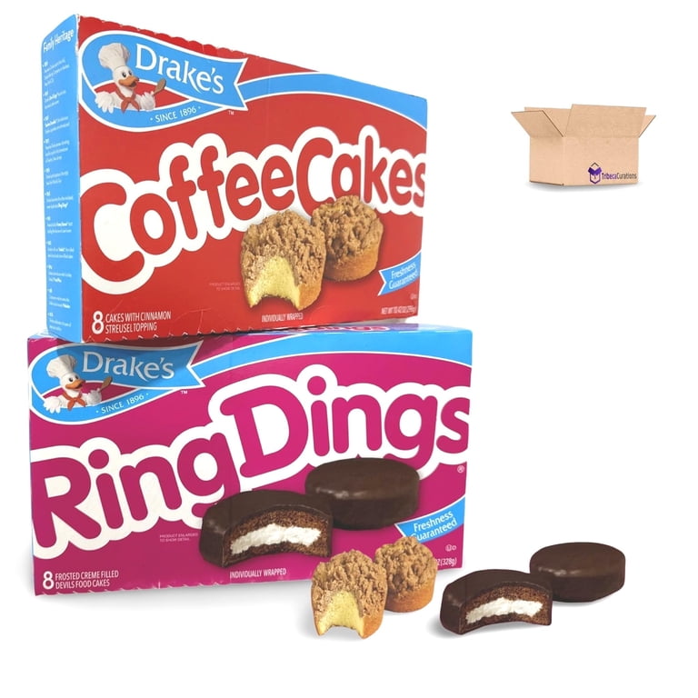 2 pack) Drake's Coffee Cakes & Ring Dings Combo Pack 8 Count Box