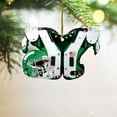 thumbnail image 1 of Baseball Shoulder Pads Helmet Flat Pendants Christmas Tree Decorations, metal frame, wooden base, foldable, portable, durable, lightweight, for office, holiday season, team-themed, retro, 1 of 9
