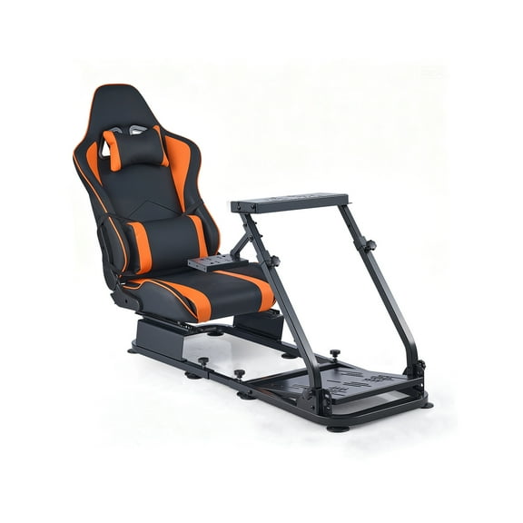 KFFKFF Adjustable Racing Wheel Stand,Sturdy Simulator Cockpit Steering Mount with Dual-Rail and Dual-Arm Design,Compatible with Gaming Wheels and Pedals Including Logitech and Thrustmaster Models