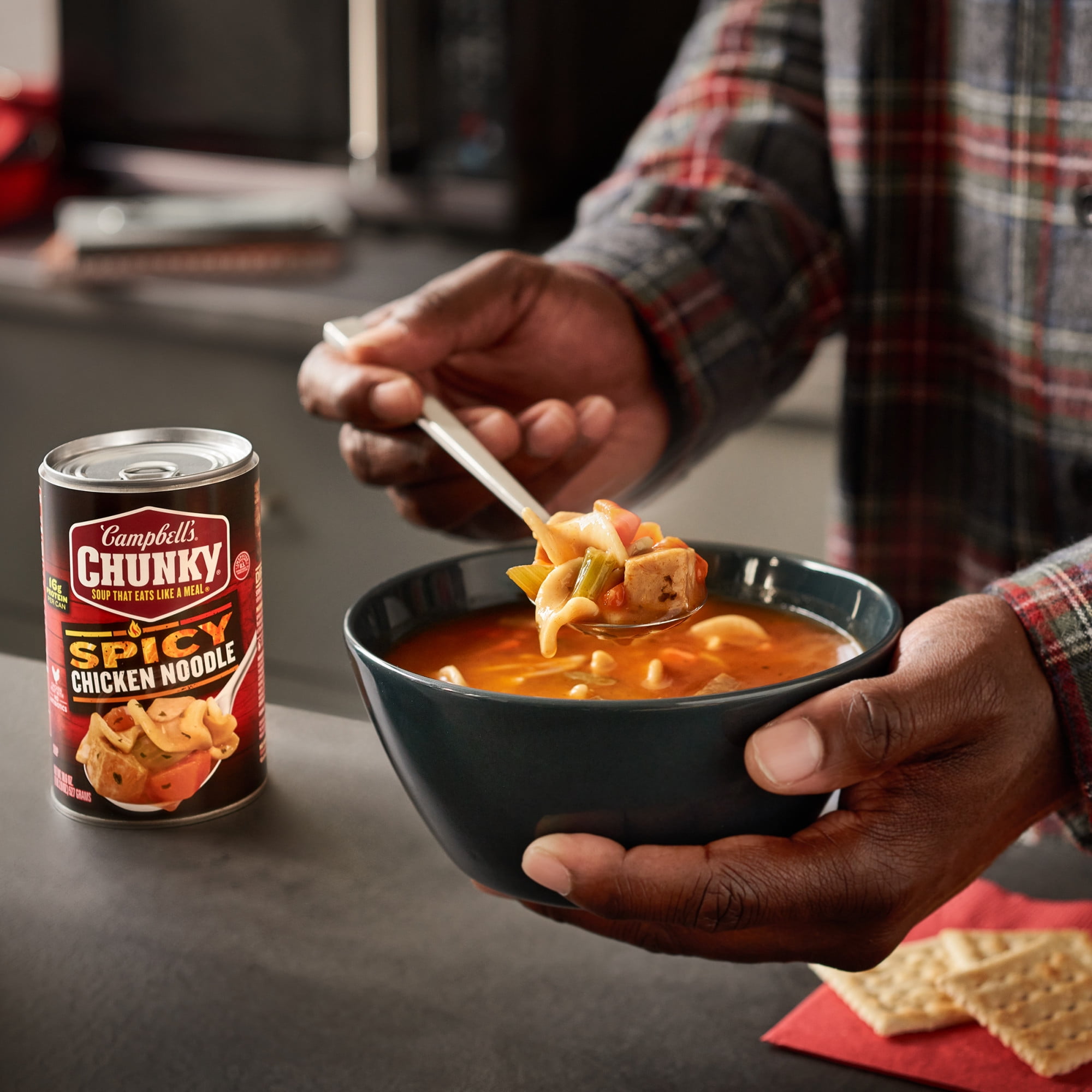 (6 pack) Campbell's Chunky Soup, Spicy Chicken Noodle Soup, 18.6 oz Can