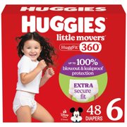 Huggies Little Movers HuggFit 360° Baby Diapers with 360° Waistband, Size 6 (35+ lbs), 48 Count (Select for More)