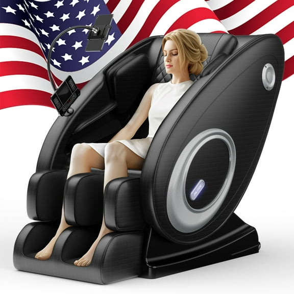 Sesslife Full Body Zero Gravity Massage Chair, Modern Shiatsu Recliner Chair with Massage and Heating, Electric Massage Chair with Retractable Footrest, Bluetooth, Rollers, Portable Stand, Black