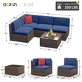 thumbnail image 5 of AOXUN 5-Piece Rattan Patio Conversation Set, Outdoor Patio Furniture Sets, Patio Furniture Sets with Coffe Table, Blue Cushions, for Garden, Backyard, Poolside, 5 of 6