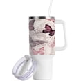thumbnail image 2 of SKYSONIC Stainless Steel Tumbler Car Handle Water Cup 40 oz Vacuum Insulated Tumbler with Straw for Car Travel Sport - Butterfly Pattern, 2 of 7