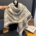 thumbnail image 4 of Bufanda cálida de cachemira elegante nueva de 2024 para mujer, manta gruesa de invierno, bufanda de dos caras, pashmina, chal con estampado de lujo, 4 of 5