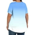 thumbnail image 4 of Lenpel Plus Size Tops for Women Dressy Casual Short Sleeve Crew Neck Gradient Pleated T Shirts Loose Tunic Blouses, 4 of 6